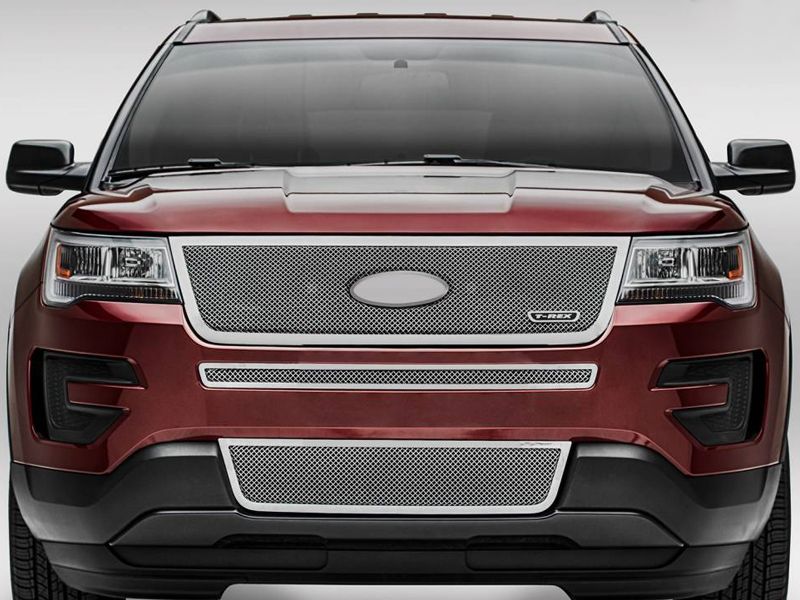 2016-2016 Ford Explorer Upper Class 2 Piece Bumper Grille Overlay with Polished Stainless Steel Finish photo 2016-2016 Ford Explorer Upper Class Main Grille Replacement with Polished Stainless Steel Finish_zps9i75tr9u.jpg