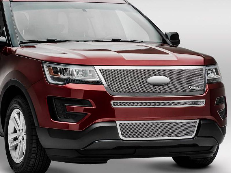 2016-2017 Ford Explorer Upper Class 2 Piece Bumper Grille Overlay with Polished Stainless Steel Finish photo 2016-2017 Ford Explorer Upper Class Main Grille Replacement with Polished Stainless Steel Finish_zpsh4x0p4fx.jpg