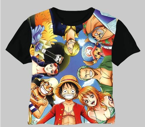 New Anime One Piece Clothing Luffy Crew DIY Costume Black T-shirt | eBay