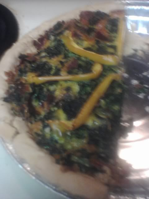 spinach, onions, cheese, bell peppers