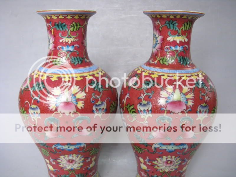 Chinese antique a pair exquisite famille rose porcelain Shou vases 