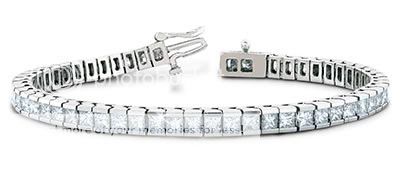 00 Ct Princess Cut Genuine Natural Diamond Tennis Bracelet 14k White