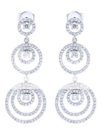 00 Ct Round Cut Diamond Anniversary Dangle Earrings On 14K Solid 